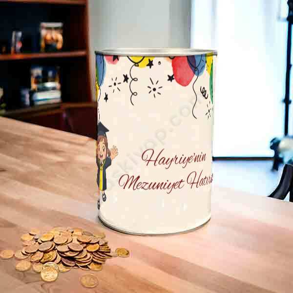Mezuniyet Temalı Çok Kullanımlık Metal Kumbara online tasarla