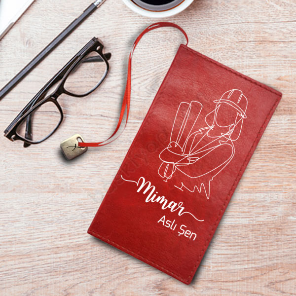 Mimarlara Özel Tasarım Kırmızı Suni Deri Not Defteri online tasarla