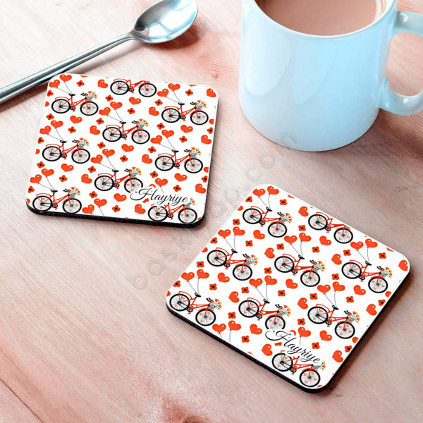 Minik Bisiklet Tasarımlı Bardak Altlığı online tasarla