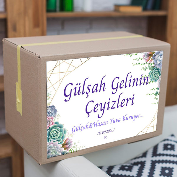 Minik Çiçekli Çeyiz Etiketi online tasarla