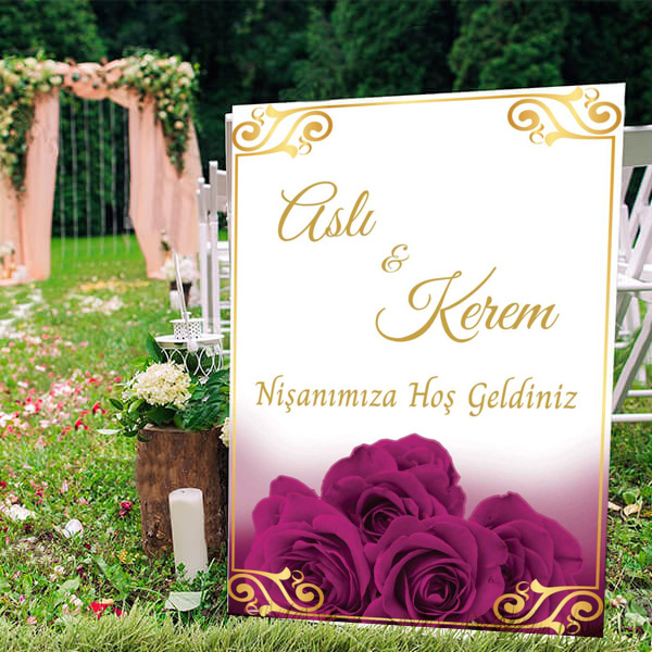 Mor Güllü Ayaklı Pano online tasarla