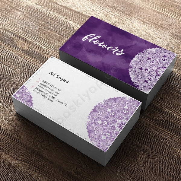 Mor Ornament Tasarımlı Kartvizit online tasarla