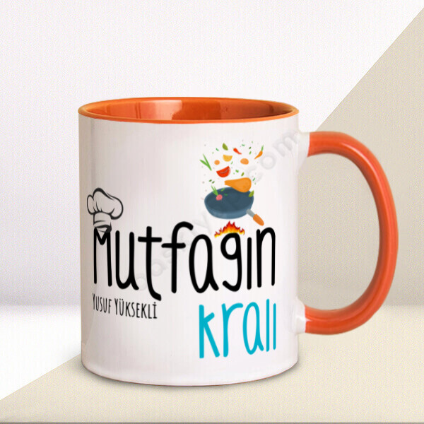Mutfağın Kralı Tasarım Baskılı Turuncu Kupa Bardak online tasarla