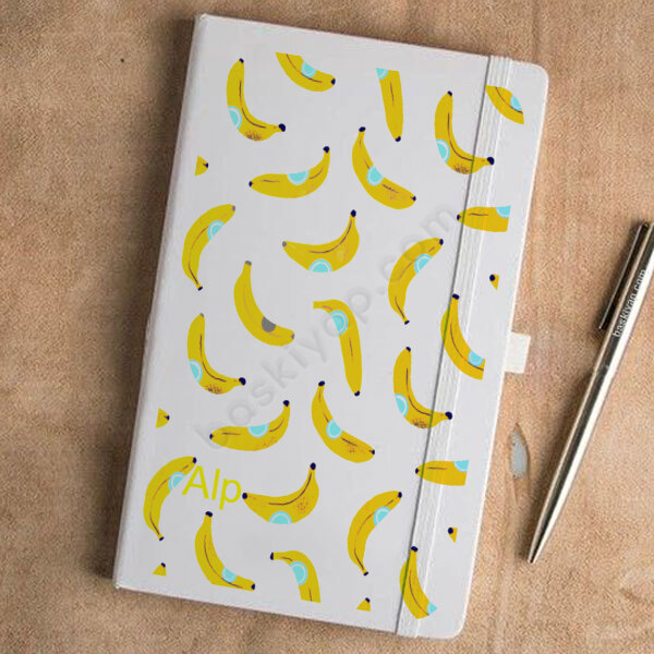 Muz Tasarımlı Tarihsiz Beyaz Ajanda online tasarla