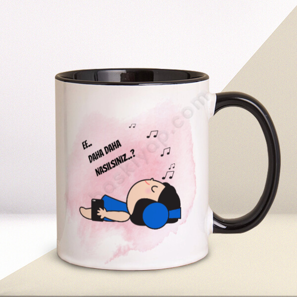 Nasılsınız Tasarım Siyah Kupa Bardak online tasarla