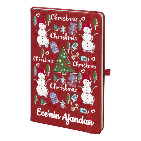 Christmas Tasarımlı Kırmızı Ajanda online tasarla