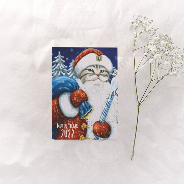 Noel Kedi Tasarımlı Anı Kartı online tasarla