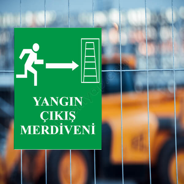 Yangın Çıkış Merdiveni Sağ Yön Levha online tasarla