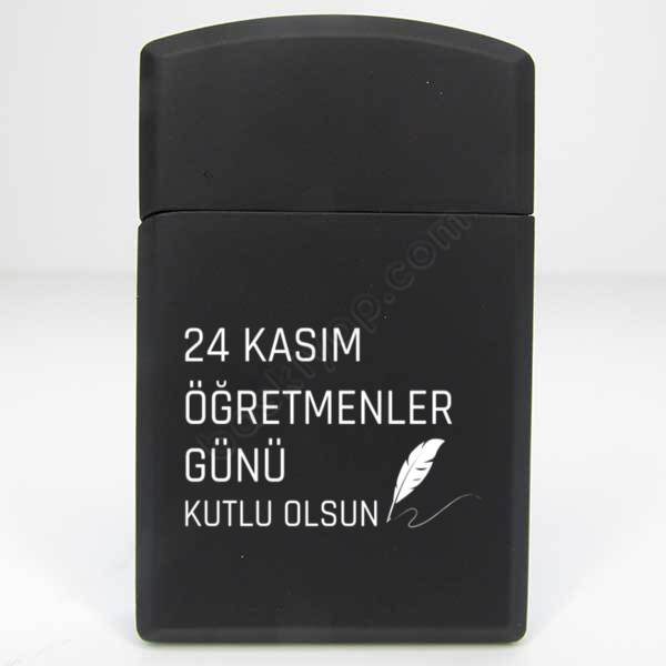 Öğretmenim İçin Özel Slim Parlak Siyah Metal Çakmak online tasarla
