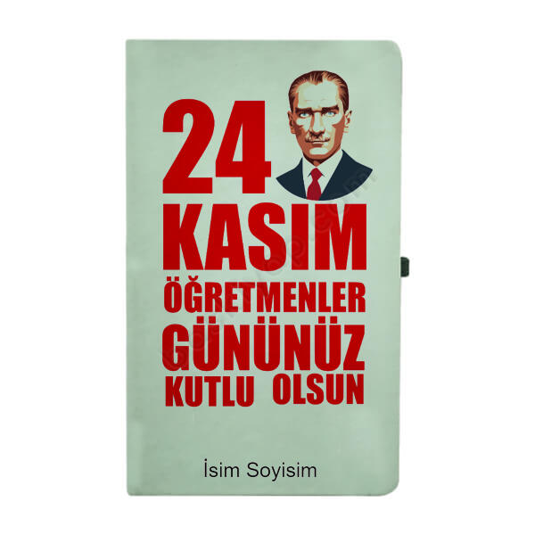 Öğretmenler Günü Tarihsiz Çizgili Açık Yeşil Ajanda Tasarımı online tasarla