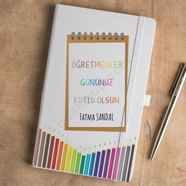 Öğretmenler Günü Tasarımlı Beyaz Ajanda online tasarla