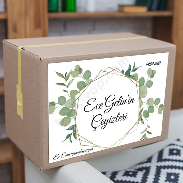 Okaliptüs 3 Tasarımlı Çeyiz Etiketi online tasarla