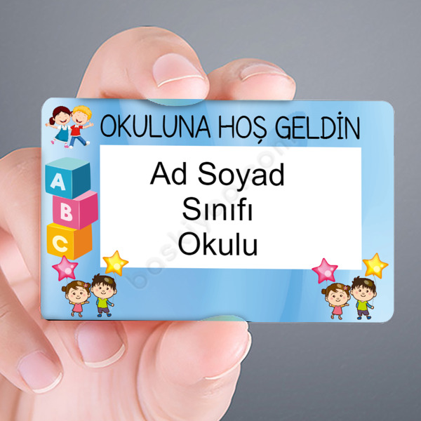 Okuluna Hoş Geldin Yaka Kartı online tasarla