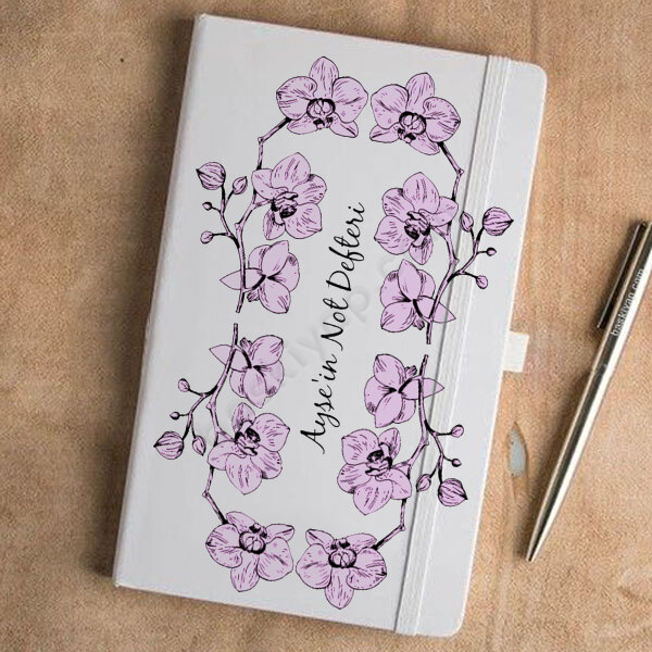 Orkide Desenli Beyaz Ajanda online tasarla