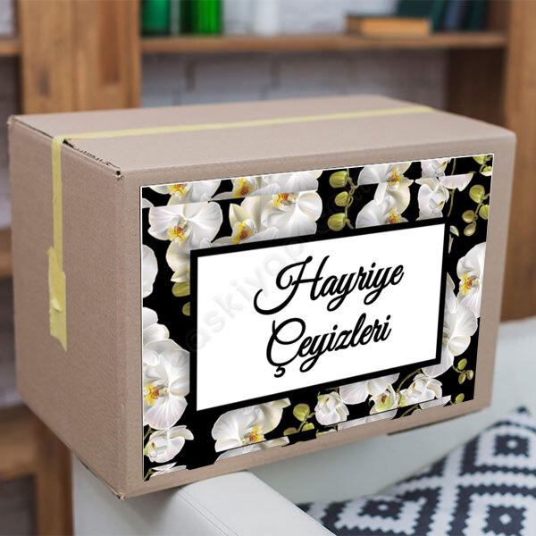 Orkide Desenli Çeyiz Etiketi online tasarla