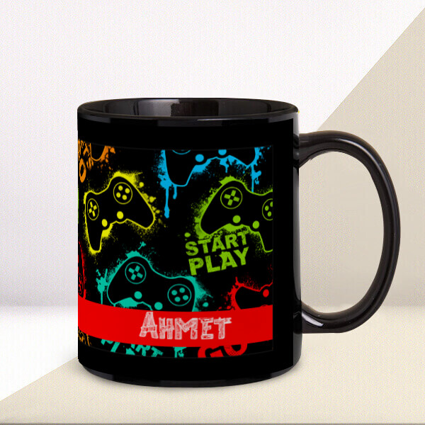 Oyun Temalı Siyah Kupa online tasarla