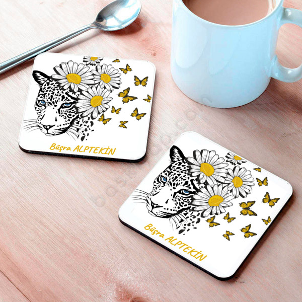 Papatya Kaplan Tasarımlı Bardak Altlığı online tasarla