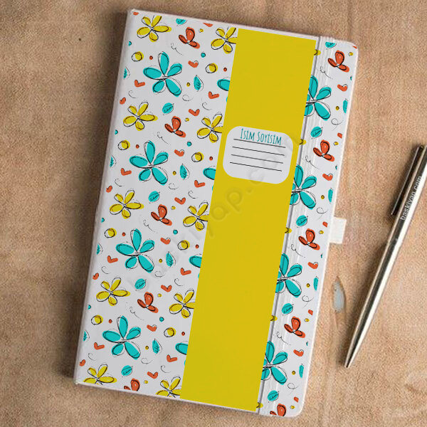 Papatya Tasarımlı Beyaz Ajanda online tasarla