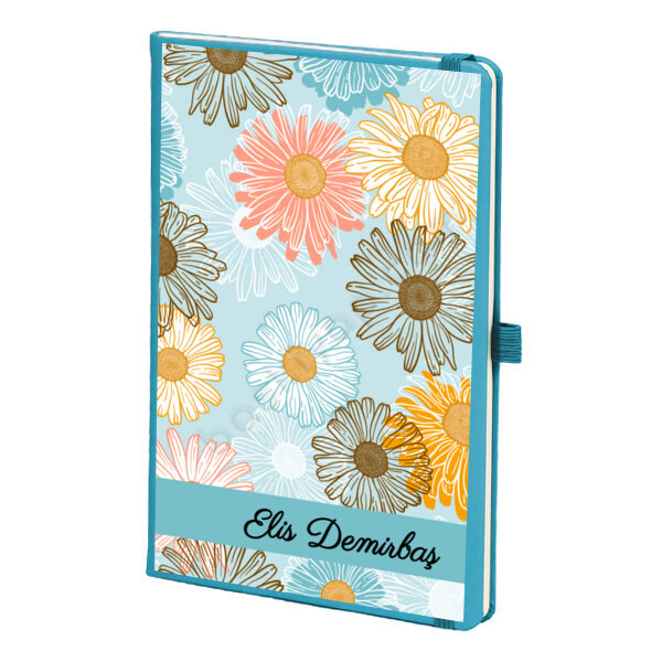 Papatya Tasarımlı Kişiye Özel Mavi Ajanda online tasarla