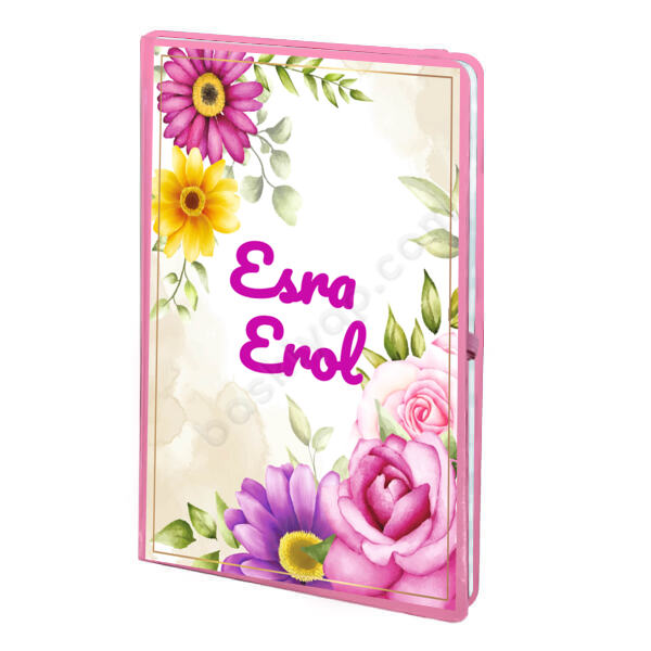 Çiçek Desenli Pembe Ajanda online tasarla