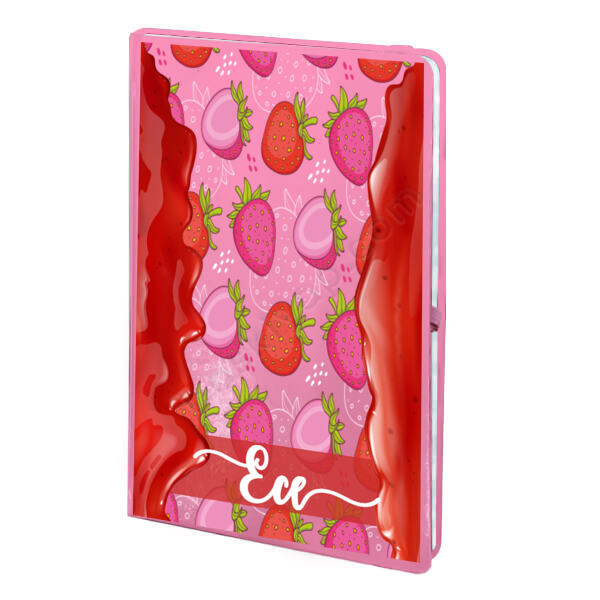 Çilek Tasarımlı Pembe Ajanda online tasarla