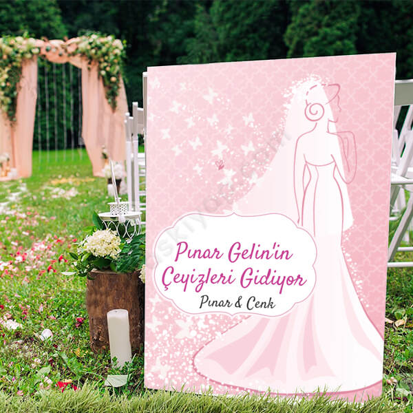 Pembe Tasarım Ayaklı Pano online tasarla