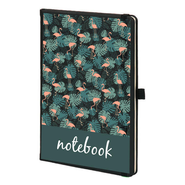 Pembe Flamingo Tasarım Siyah Ajanda online tasarla