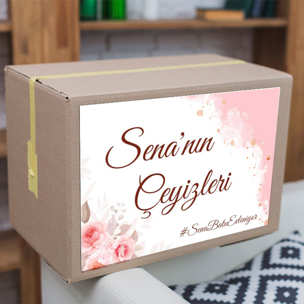 Pembe Fonlu Çeyiz Etiketi online tasarla