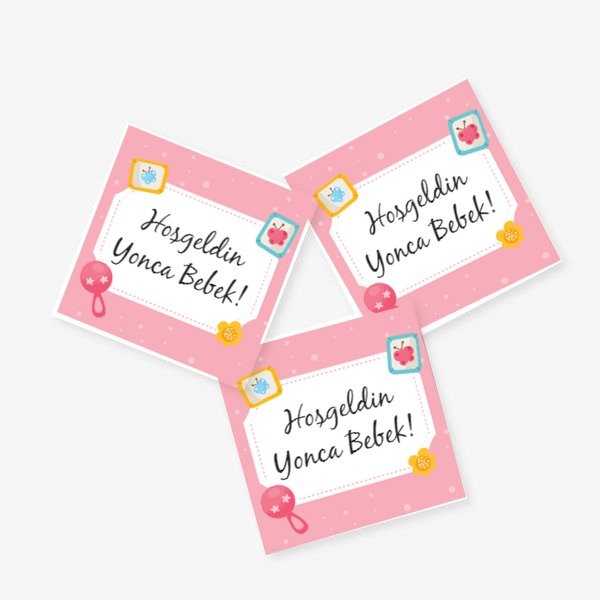 Pembe Noktalı Etiket online tasarla