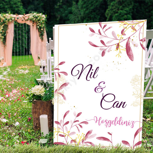 Pembe Sarı Tasarımlı Ayaklı Pano online tasarla