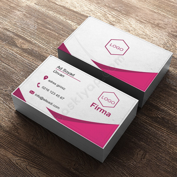 Pembe Standart Kartvizit Tasarımı online tasarla