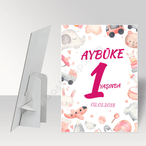 Pembe Tasarım Ayaklı Pano online tasarla