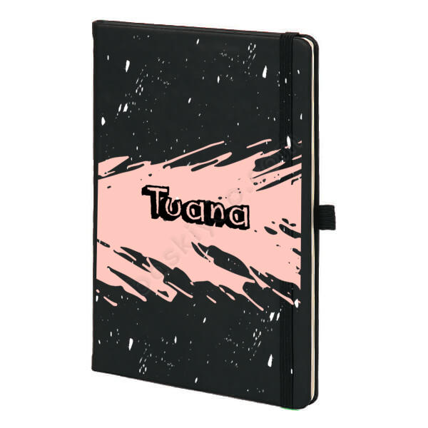 Pembe Tasarımlı Kişiye Özel Siyah Ajanda online tasarla