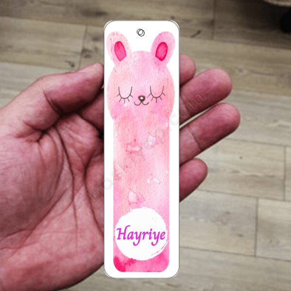 Pembe Tavşan Tasarımlı Metal Kitap Ayracı online tasarla