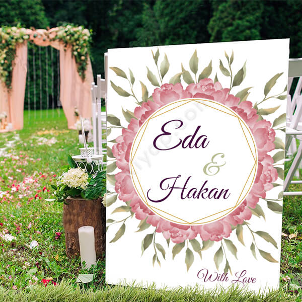 Pembe Yeşil Yapraklı Ayaklı Pano online tasarla