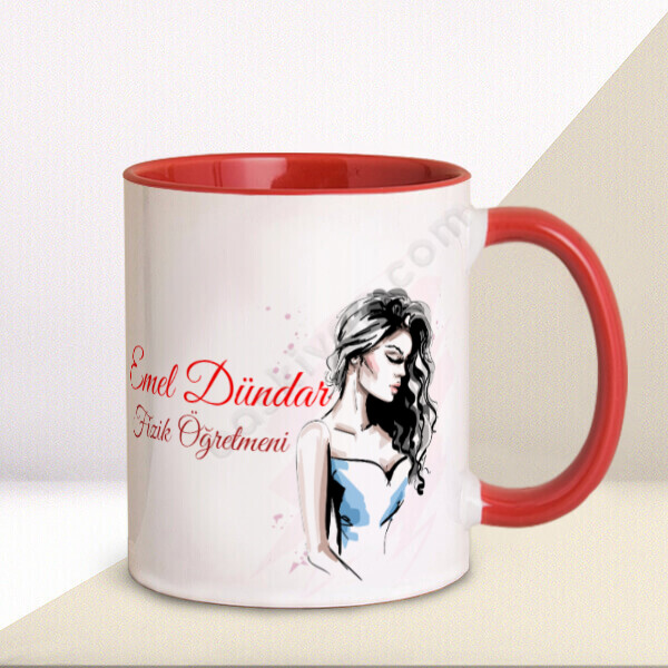 Pop Art Cool Öğretmen Kırmızı Kupa Bardak online tasarla