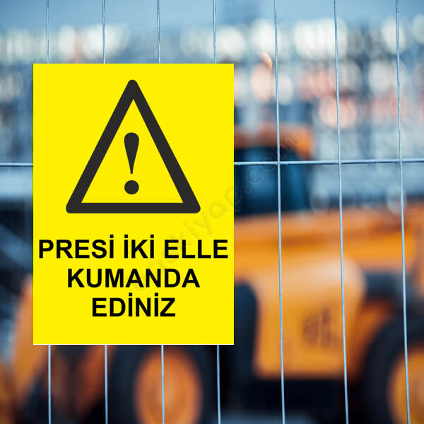 Presi İki Elle Kumanda Ediniz Etiketi online tasarla