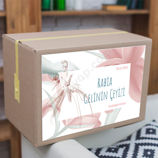 Pudra Çiçek Tasarım Baskılı Çeyiz Etiketi online tasarla