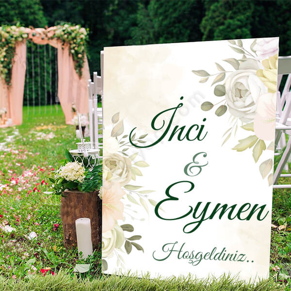 Pudra Çiçekli Ayaklı Pano online tasarla