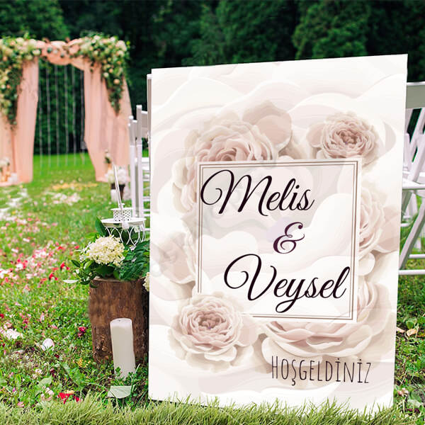 Pudra Gül Model Ayaklı Pano online tasarla