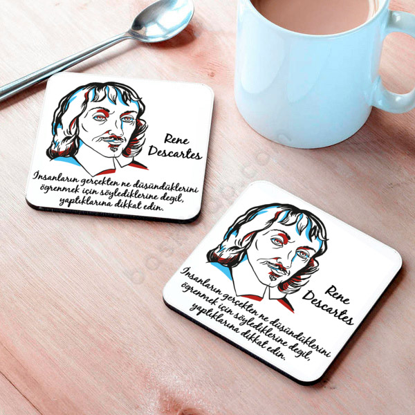 Rene Descartes Tasarımlı Bardak Altlığı online tasarla