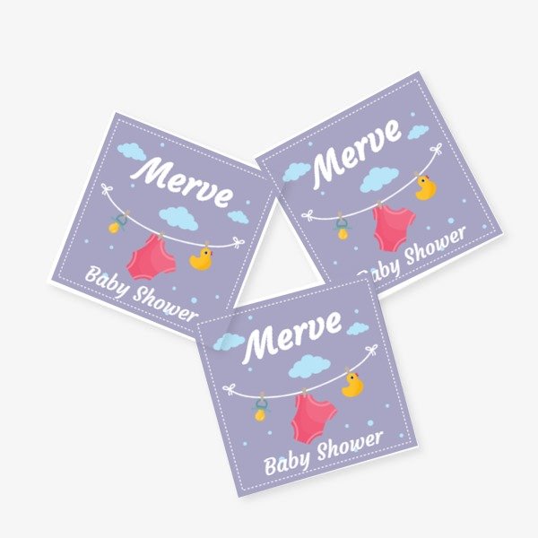 Renkli Bulutlu Etiket online tasarla