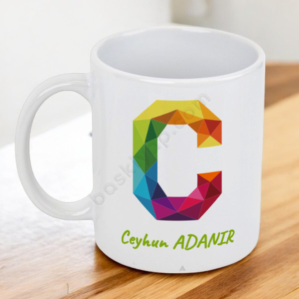 Renkli C Harfi Tasarım Baskılı Kupa online tasarla