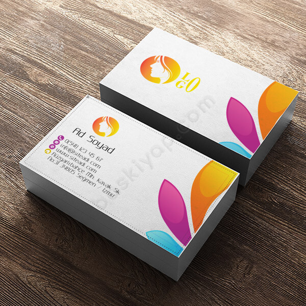 Renkli Çiçek Tasarımlı Kartvizit online tasarla