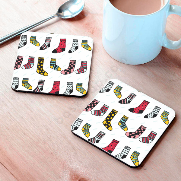 Renkli Çoraplar Tasarım Bardak Altlığı online tasarla