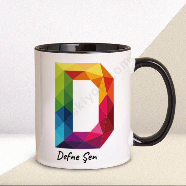 Renkli D Harfi Tasarım Baskılı Kupa online tasarla