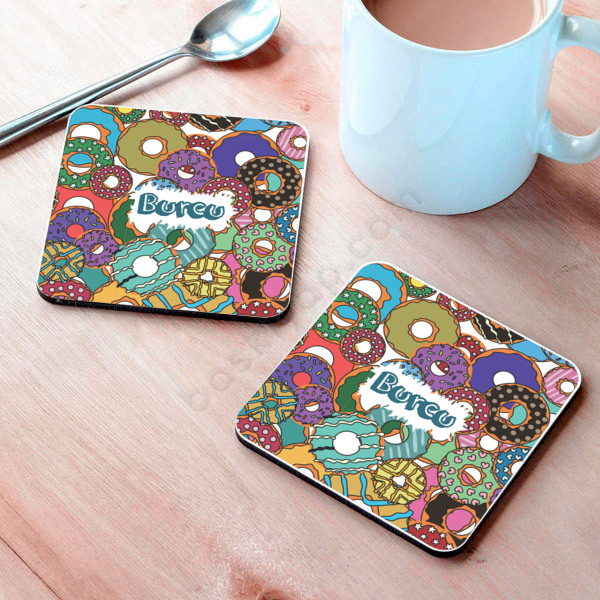 Renkli Donut Bardak Altlığı online tasarla