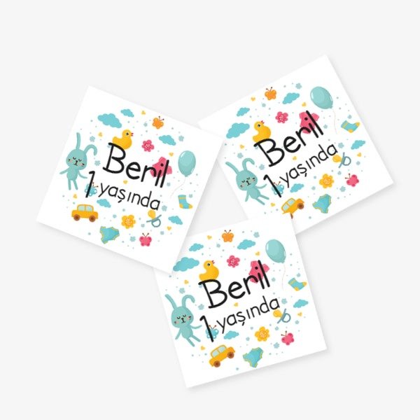 Renkli Hayvanlı Etiket online tasarla