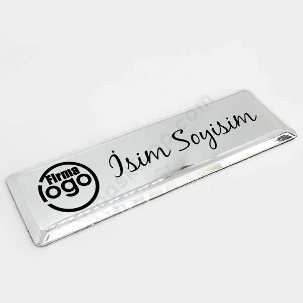 Resepsiyon Yaka İsimliği Gümüş Metal online tasarla