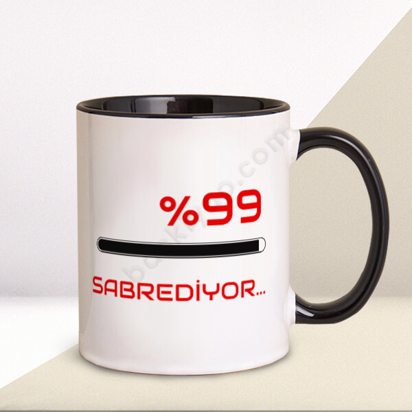 Sabrediyor Yazılı Siyah Kupa Bardak online tasarla